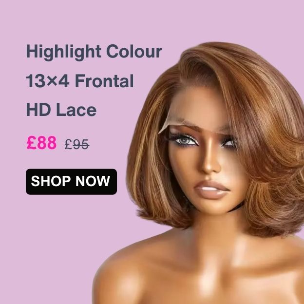 Highlight colour 13×4 frontal HD lace glueless human hair wig